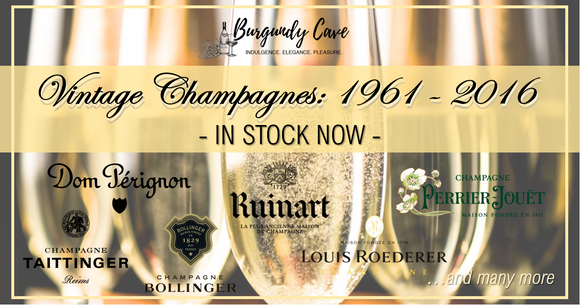 Check Out Our Latest VINTAGE CHAMPAGNE In Stock, Goes Back As Far As 1961!