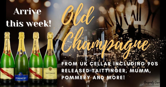 Arrive this week! Old Champagne from UK Cellar including 90s Released Taittinger, Mumm, Pommery and more!